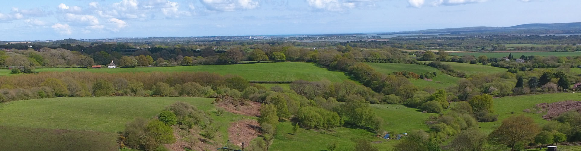 Aerial photo of Upton Country Park looking towards Poole Harbour