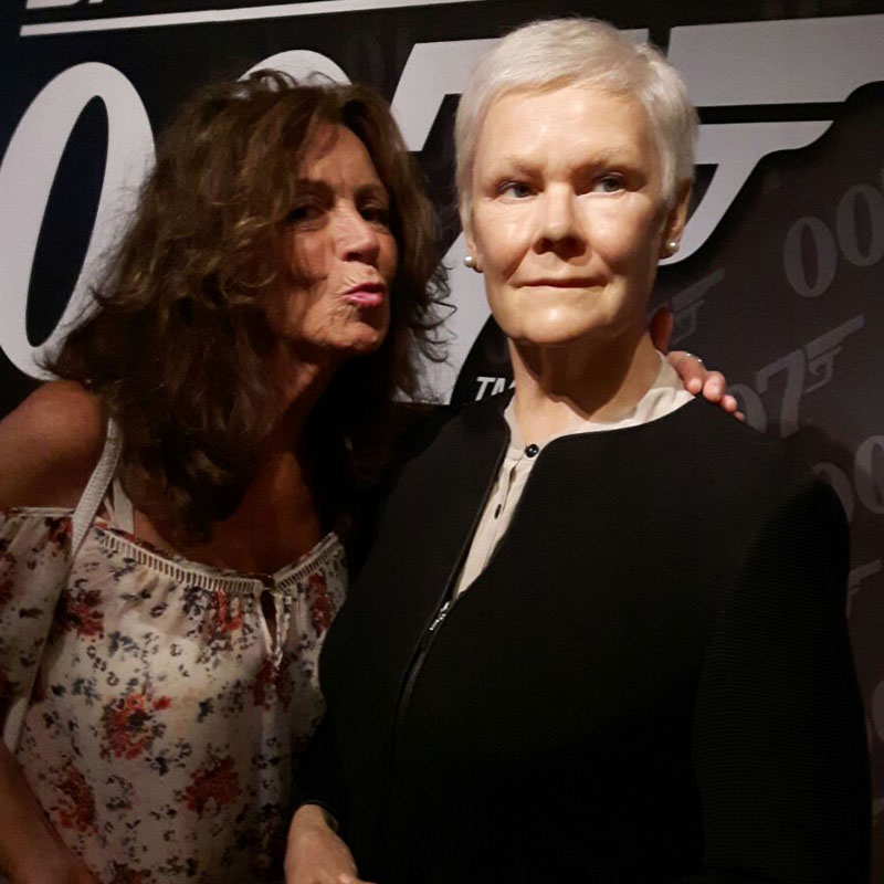 Photo of Ann Sullivan with a Judi Dench waxwork