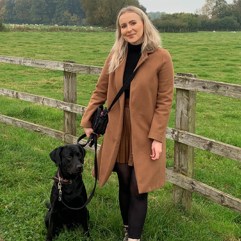 Photo of Laura Maidment walking her dog 