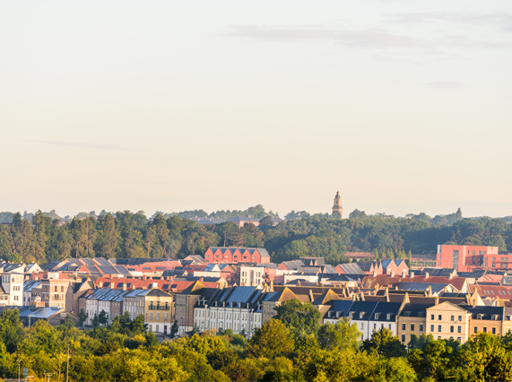 Image showing Upton houses and trees